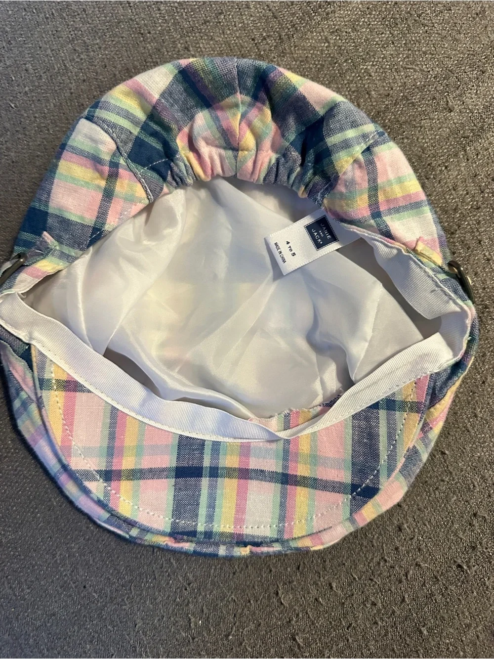 Janie and Jack Pastel Plaid Kids Hat in Blue, Pink, Yellow